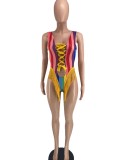 Rainbow Rope Fringed Jumpsuit Swimsuit