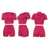 Pure Color Sports And Leisure Two-Piece Hooded Zipper