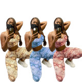 Fashion Women's Snake Print Tube Top Strap Tight Two-Piece Suit