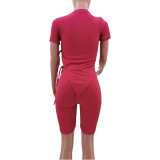 Solid Color Unilateral Personality Strap Pit Strip Sports Suit