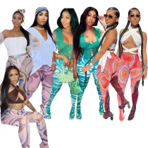 Printed Sexy Mesh Elastic Stocking Trousers