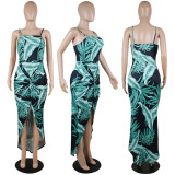 Fashion Digital Print Suspender Dress