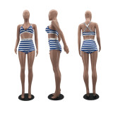 Fashion Casual Suspenders Striped Sexy Shorts Suit