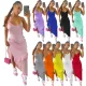 Solid Color Ruffled Pleated Dress