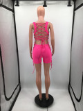 Digital Printing Color-Blocking Stitching Fashion Sexy Jumpsuit