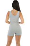Pure Color Sexy Backless Sportswear Jumpsuit