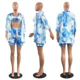 Plus Size Women's Fashion Tie-Dye Summer Three-Piece Suit