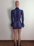 Mesh See-Through Drawstring Pleated Casual Sexy Dress