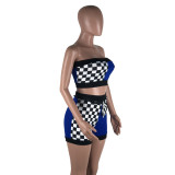 Sexy Women's Color Matching Chest Wrap Shorts Two-Piece Suit