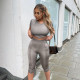 Pure Color Round Neck Halter Back Tether Slim Casual Sports Suit