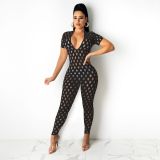 Tight-Fitting Sexy Personality Hole Jumpsuit