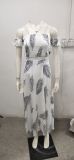 Printed Retro Tube Top Suit Dress