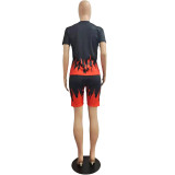 Fashion Printed Loose Casual Sports Shorts Suit