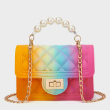 2021 Jelly Painted Gradient Candy Color Rhombic Pearl Portable Messenger Bag