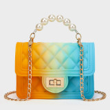 2021 Jelly Painted Gradient Candy Color Rhombic Pearl Portable Messenger Bag