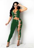 Solid Color Sleeveless Tie Personalized Jumpsuit Nightclub