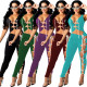 Solid Color Sleeveless Tie Personalized Jumpsuit Nightclub
