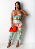 Fashion Casual Pattern Printing Tie Wrap Chest Trousers Suit