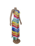 Tie-Dye Tight-Fitting Hip Skirt Sleeveless Dress