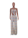 Sexy Positioning Printed Trousers Short Sleeve Two-Piece Suit