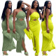 Pure Color Sexy Hollow Slit And Knotted Zipper Dress