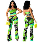 Painted Printed Two-Piece Wrapped Trousers Set