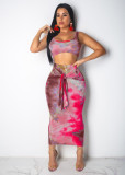 Two-Piece Sexy Printed Vest Long Skirt
