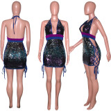 Sexy Sequin Suspender Dress Nightclub Clothes