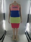 Fashion Plus Size Stitching Letter Dress