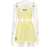 Sweet Fashion Butterfly Camisole Shorts Suit