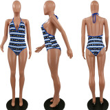 Women V-neck Sleeveless Slim One-Piece Swimsuit