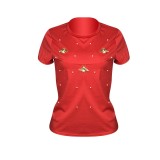 Beaded Butterfly Round Neck T-Shirt Fashion Short Sleeve