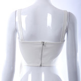 Solid Color Stitching Straps With Zipper Tooling Vest