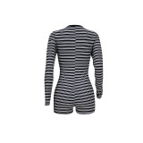 Tight-Fitting Stretch Top Button One-Piece Pajamas