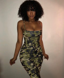 Sexy Slim Camouflage Dress With Hip Straps