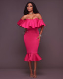 Sexy One-Shoulder Autumn Dress With Ruffles