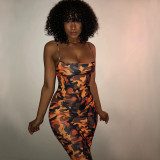 Sexy Slim Camouflage Dress With Hip Straps