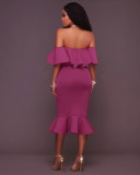 Sexy One-Shoulder Autumn Dress With Ruffles