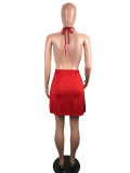 Halter Low-Cut Backless Jumpsuit Skirt