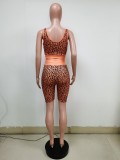 Casual Leopard Print Slim Sports Two-Piece Suit