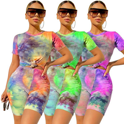 Fashion Home Wear Sports Leisure Tie-Dye Pants Suit