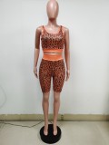 Casual Leopard Print Slim Sports Two-Piece Suit