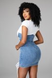 Sexy Side Hole Suspenders Fake Two-Piece Denim Dress