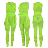 Fluorescent Multicolor Tassel Trousers Two-Piece Suit