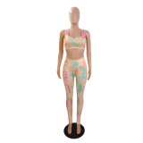 Mermaid Print Slim-Fit Butt-Lifting Sports Two-Piece Suit