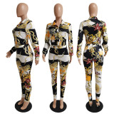 New Personality Printed Ladies Shirt Suit