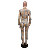 Printed Plaid Casual Shirt Suit