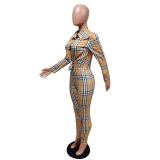 Printed Plaid Casual Shirt Suit