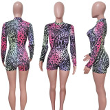 Sexy Slim Leopard Print Long Sleeve Jumpsuit