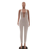 Fashion Sexy Solid Color Pit Strip Stitching Jumpsuit